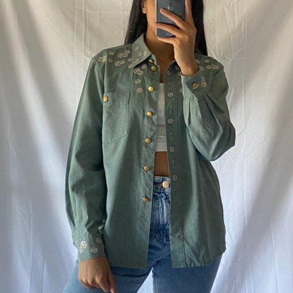 Escada Tops - Vintage Escada Sport Daisy green button-down shirt